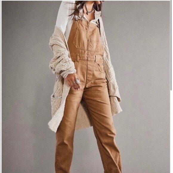 Free People Ziggy Overalls in Pioneertown Tan Size M - Picture 1 of 10